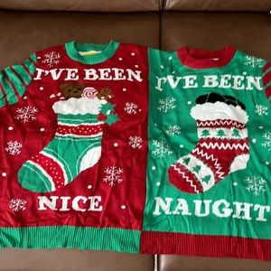 NWT - Tipsy Elves Large Nice & Naughty Two Person Ugly Christmas Sweater